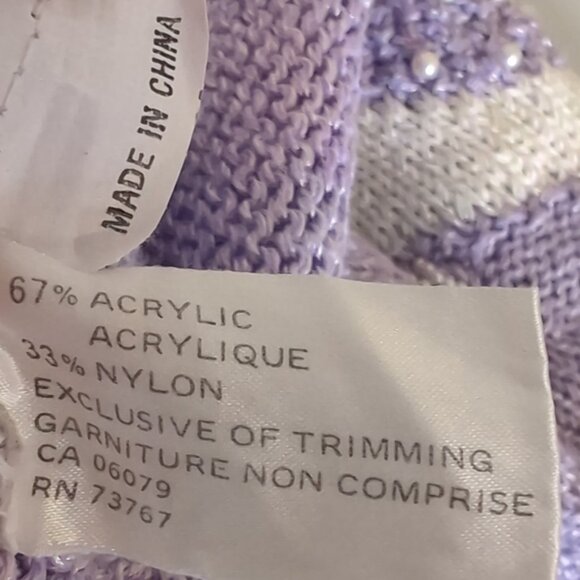 Vintage 90s Magnolia Sweater Pearl Beaded Chevron Tunic Knit Pullover Keyhole - Picture 14 of 14